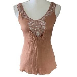 Catherine Malandrino Bergdorf Goodman Size P XS Gauze Tank Crochet Lace